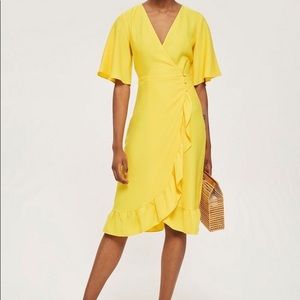 Topshop | Yellow Ruffle Midi Dress